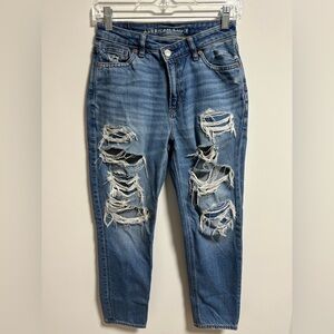 American Eagle Mom Jeans Ripped Blue